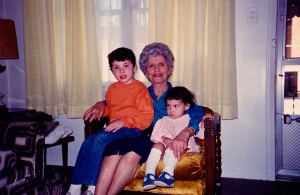 My Aunt Francie in 1987 with our children, David and Anna. 
